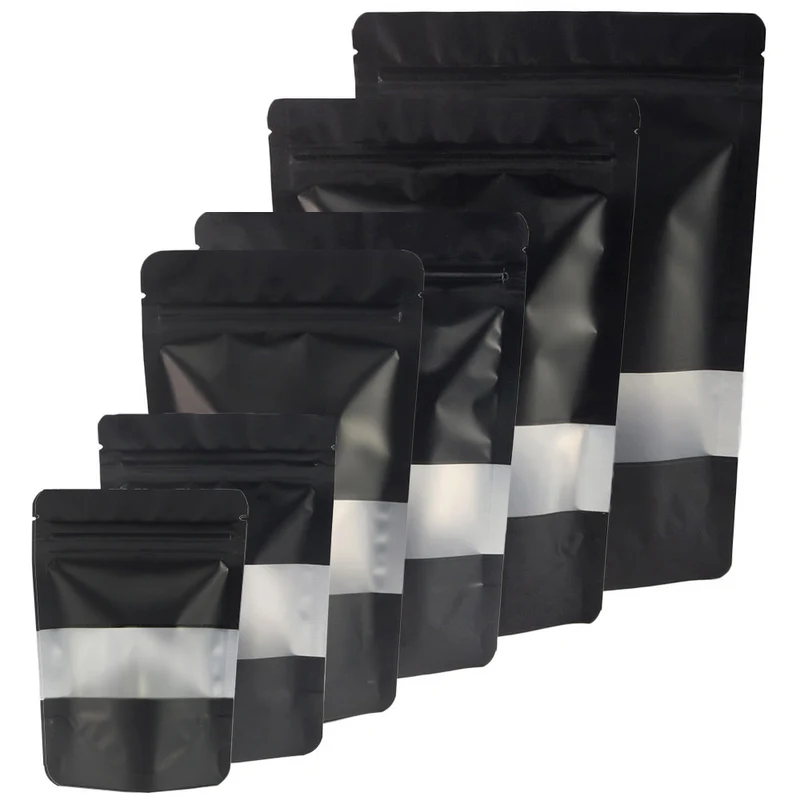 black mylar bags with window