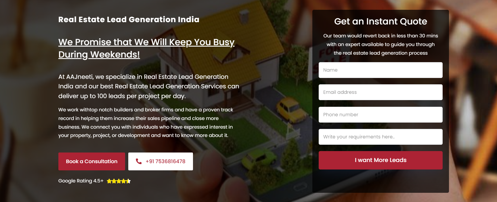 real estate lead generation with aajneeti instant quote form